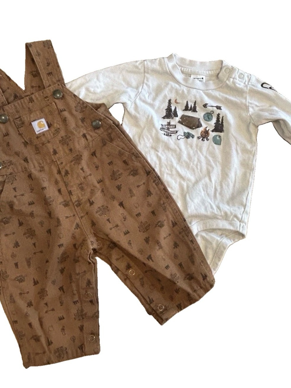Carhartt Baby Camping Overalls & Bodysuit Set 6M